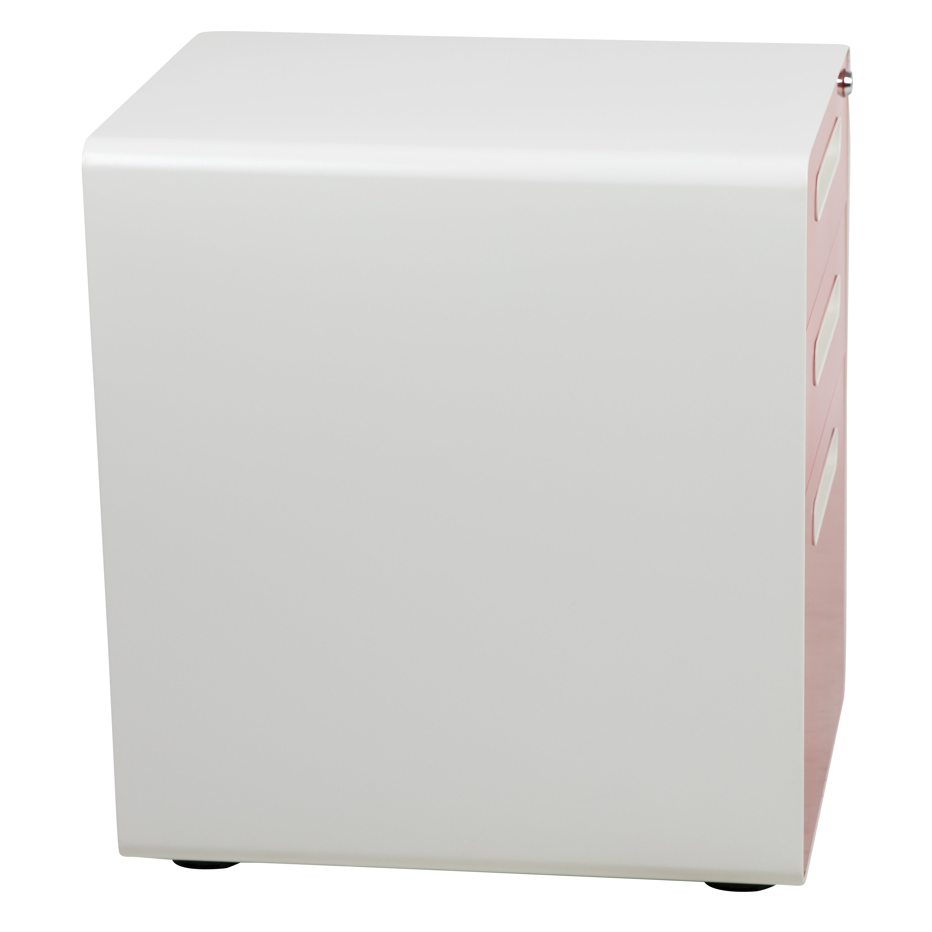 Wren Ergonomic 3-Drawer Mobile Locking Filing Cabinet with Anti-Tilt Mechanism & Letter/Legal Drawer, White with Red Faceplate