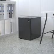 Warner Modern 3-Drawer Mobile Locking Filing Cabinet with Anti-Tilt Mechanism and Hanging Drawer for Legal & Letter Files, Black