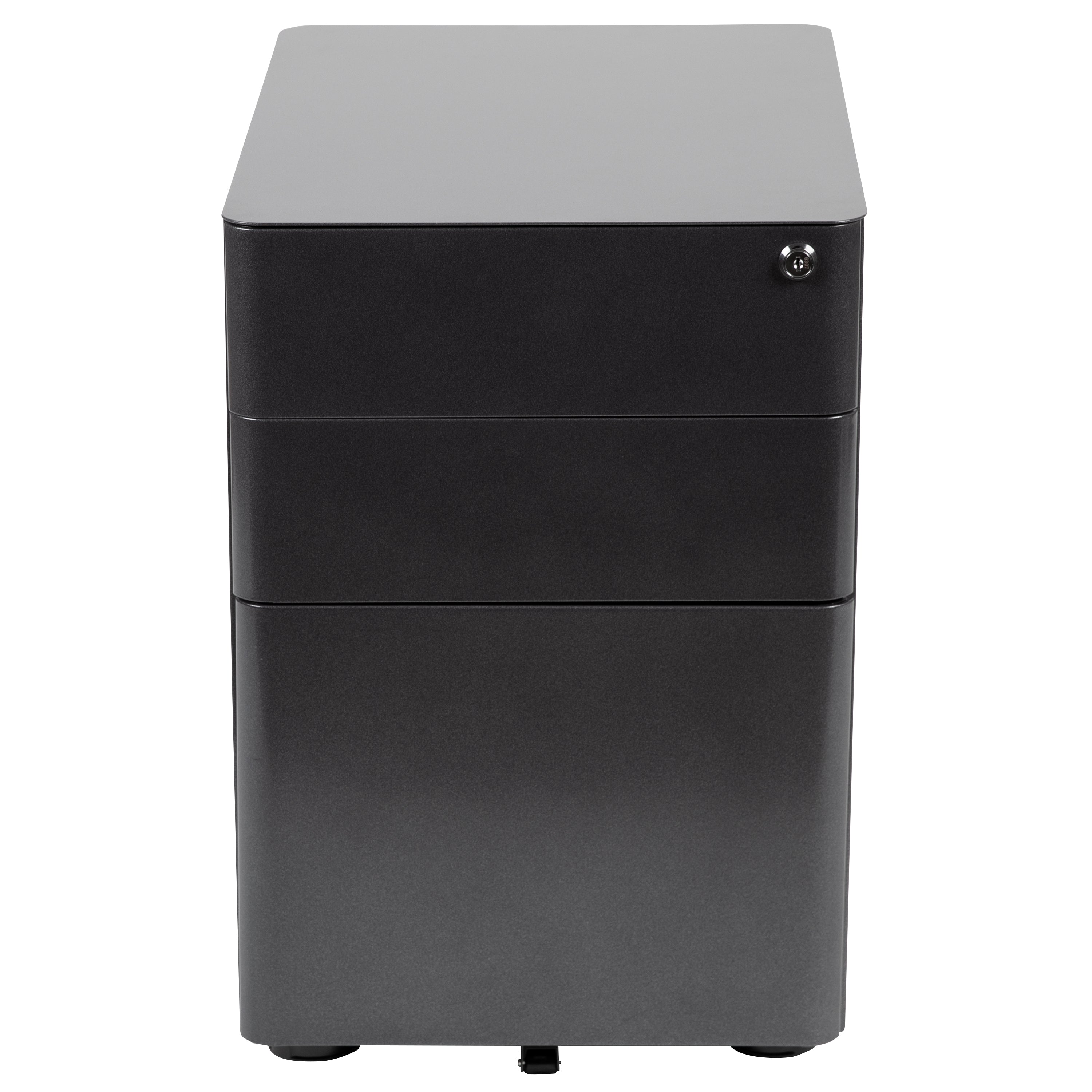 Warner Modern 3-Drawer Mobile Locking Filing Cabinet with Anti-Tilt Mechanism and Hanging Drawer for Legal & Letter Files, Black
