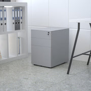 Warner Modern 3-Drawer Mobile Locking Filing Cabinet with Anti-Tilt Mechanism and Hanging Drawer for Legal & Letter Files, Gray