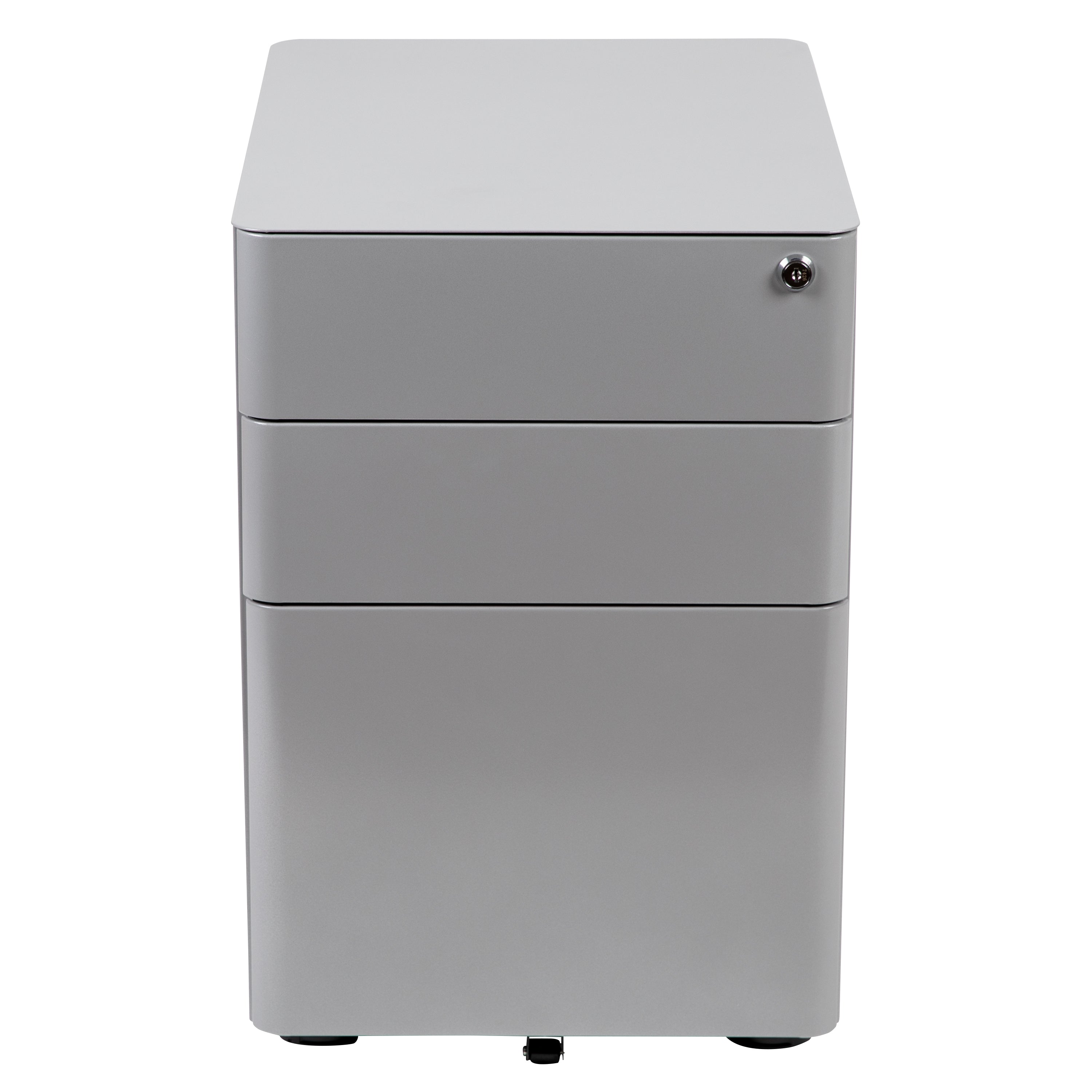 Warner Modern 3-Drawer Mobile Locking Filing Cabinet with Anti-Tilt Mechanism and Hanging Drawer for Legal & Letter Files, Gray