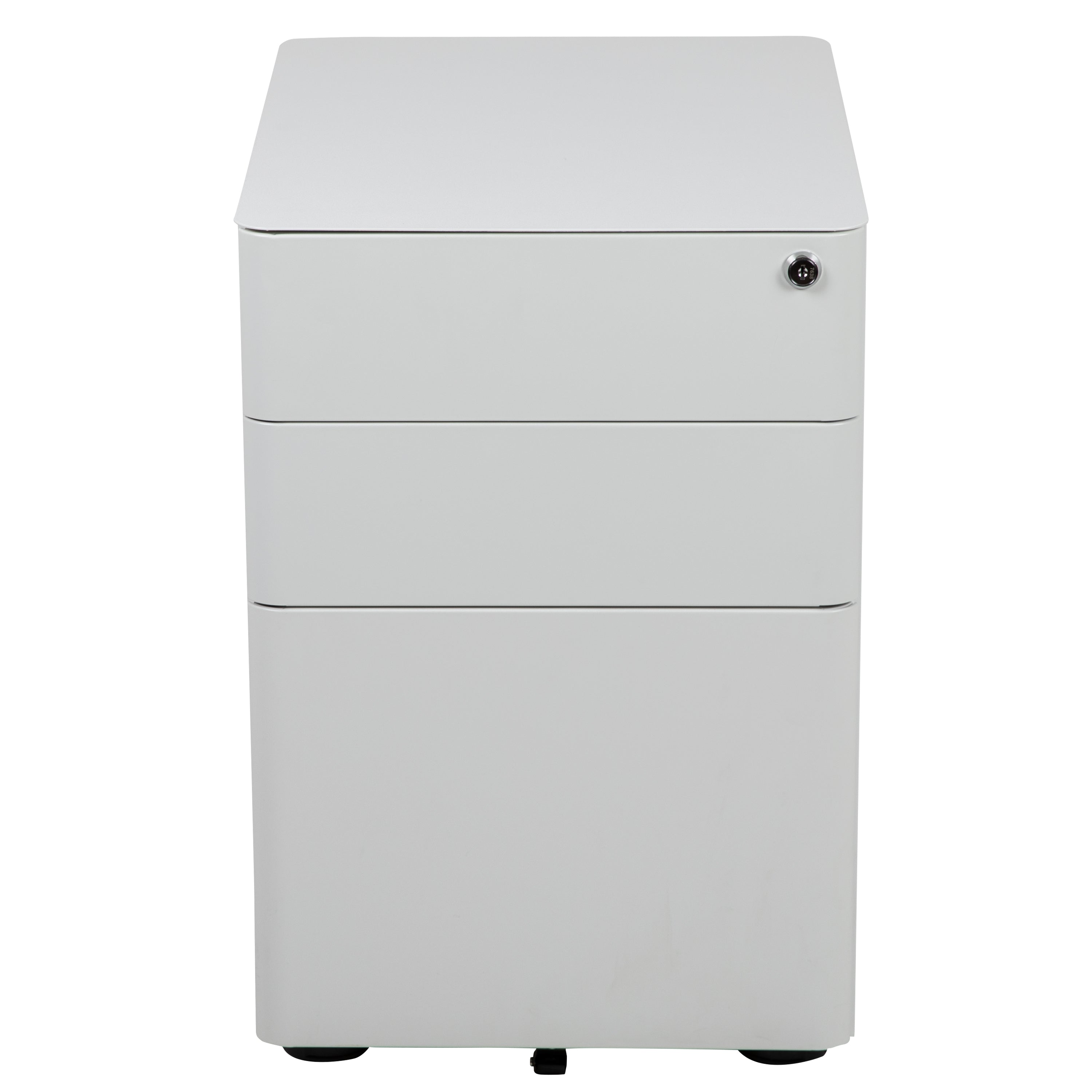 Warner Modern 3-Drawer Mobile Locking Filing Cabinet with Anti-Tilt Mechanism and Hanging Drawer for Legal & Letter Files, White