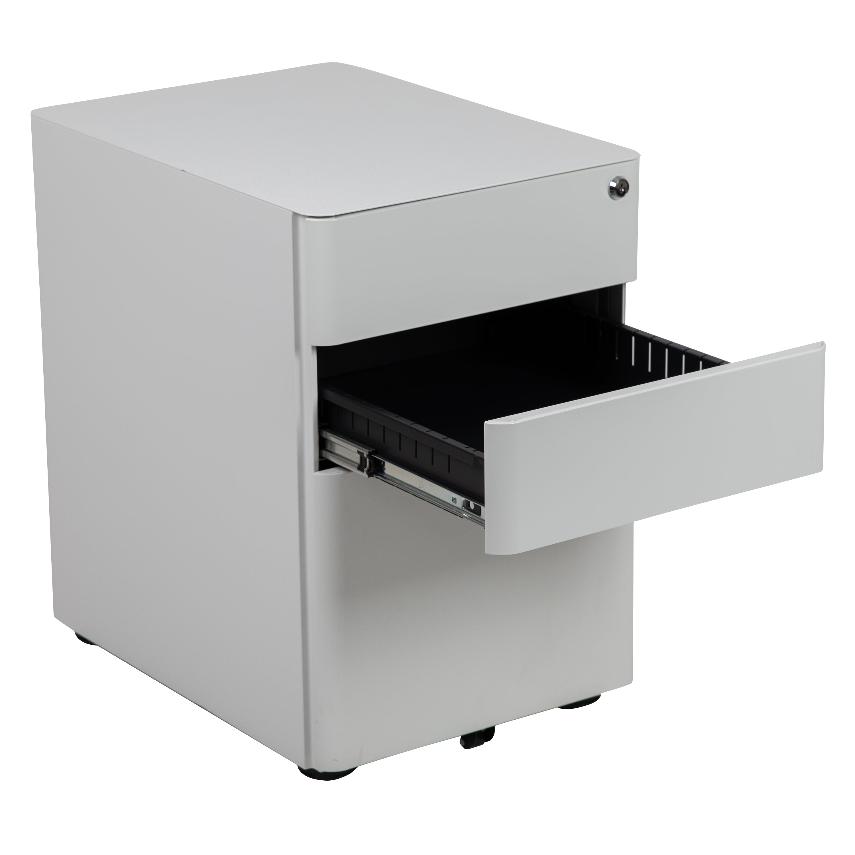 Warner Modern 3-Drawer Mobile Locking Filing Cabinet with Anti-Tilt Mechanism and Hanging Drawer for Legal & Letter Files, White