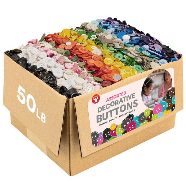 Bucket O' Buttons - 50 lb box, Assorted Colors