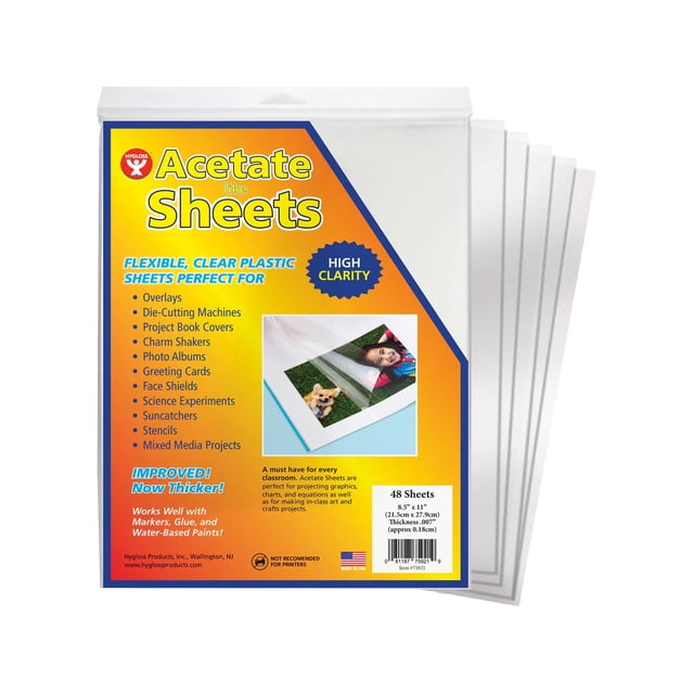 Acetate Sheets. 8.5" x 11", 48 sheets