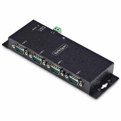 StarTech.com 4-Port Serial to Ethernet Adapter IP Serial Device Server for Remote RS232 Devices Wall/DIN Rail Mountable Metal Housing RJ45 LAN to DB9