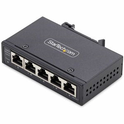 StarTech.com 5-Port Unmanaged Industrial Network Switch 100/1000 Ethernet DIN Rail/Wall-Mountable Rugged IP30 Gigabit Switch -40F-167F 9~60V DC TAA Co