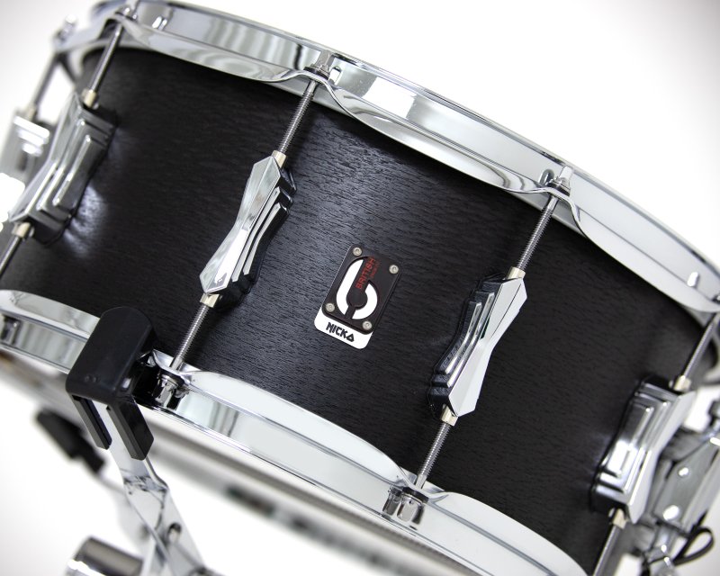 British Drum Co, ICA-14-65-SN Nicko Mcbrain Signature Series Icarus Black Oak Snare, 6.5" X 14"
