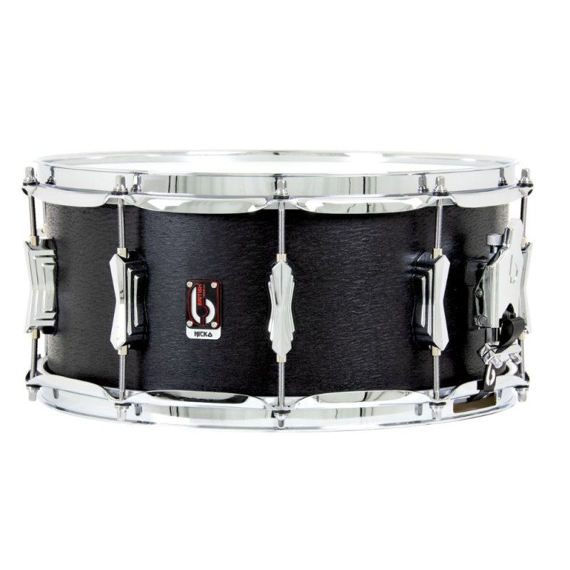 British Drum Co, ICA-14-65-SN Nicko Mcbrain Signature Series Icarus Black Oak Snare, 6.5" X 14"
