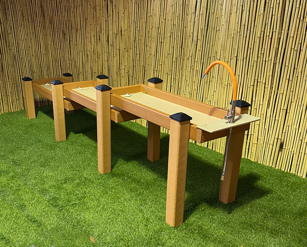 Kids' Station Outdoor Water Works Sand/Water Triple Trough with Flexible Rubber Faucet