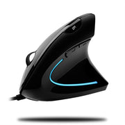 Adesso IMouse E1 Vertical Ergonomic Illuminated Mouse - Optical - Cable - Glossy Black - USB - 1600 Dpi - Scroll Wheel - 6 Button(s) - Right-handed