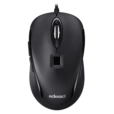 Adesso - IMouse F1 Wired USB Mouse with Fingerprint Reader (TAA Compliant) - Optical - Cable - USB Type a - 1200 Dpi - Wired - Black
