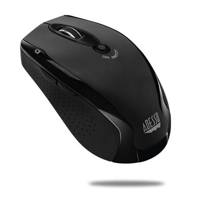 Adesso IMouse M20B - Wireless Ergonomic Optical Mouse - Optical - Wireless - Radio Frequency - Black - USB - 1600 Dpi - Scroll Wheel - Right-handed