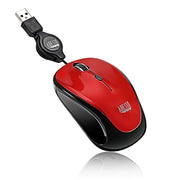 Adesso Ergonomic IMouse S8 - Retractable Optical USB Mouse Red
