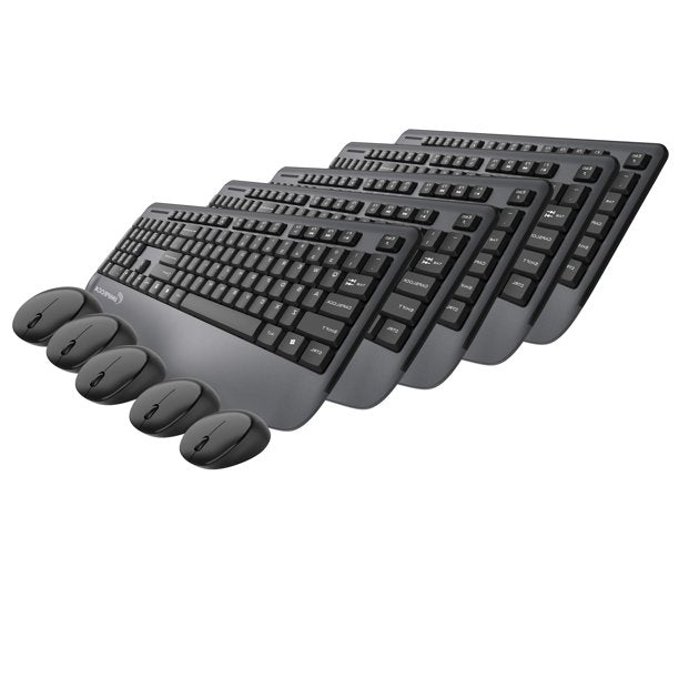 Impecca 5-Pack Wireless Keyboard and Mouse, Combo Spill-Resistant, Low Power Consumption (KB203WC5PKK) - Black