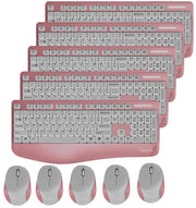 Impecca 5-Pack Wireless Keyboard and Mouse Combo Spill-Resistant Low Power Consumption (KB203WC5PKP) - Pink