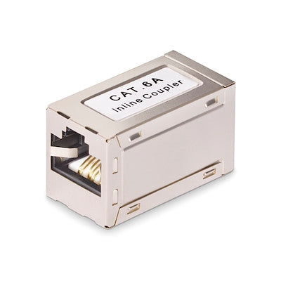 StarTech.com Shielded RJ45 Coupler Inline Cat6a Coupler Female to Female (F/F) T568B Pinout Shielded Ethernet Cable Extension