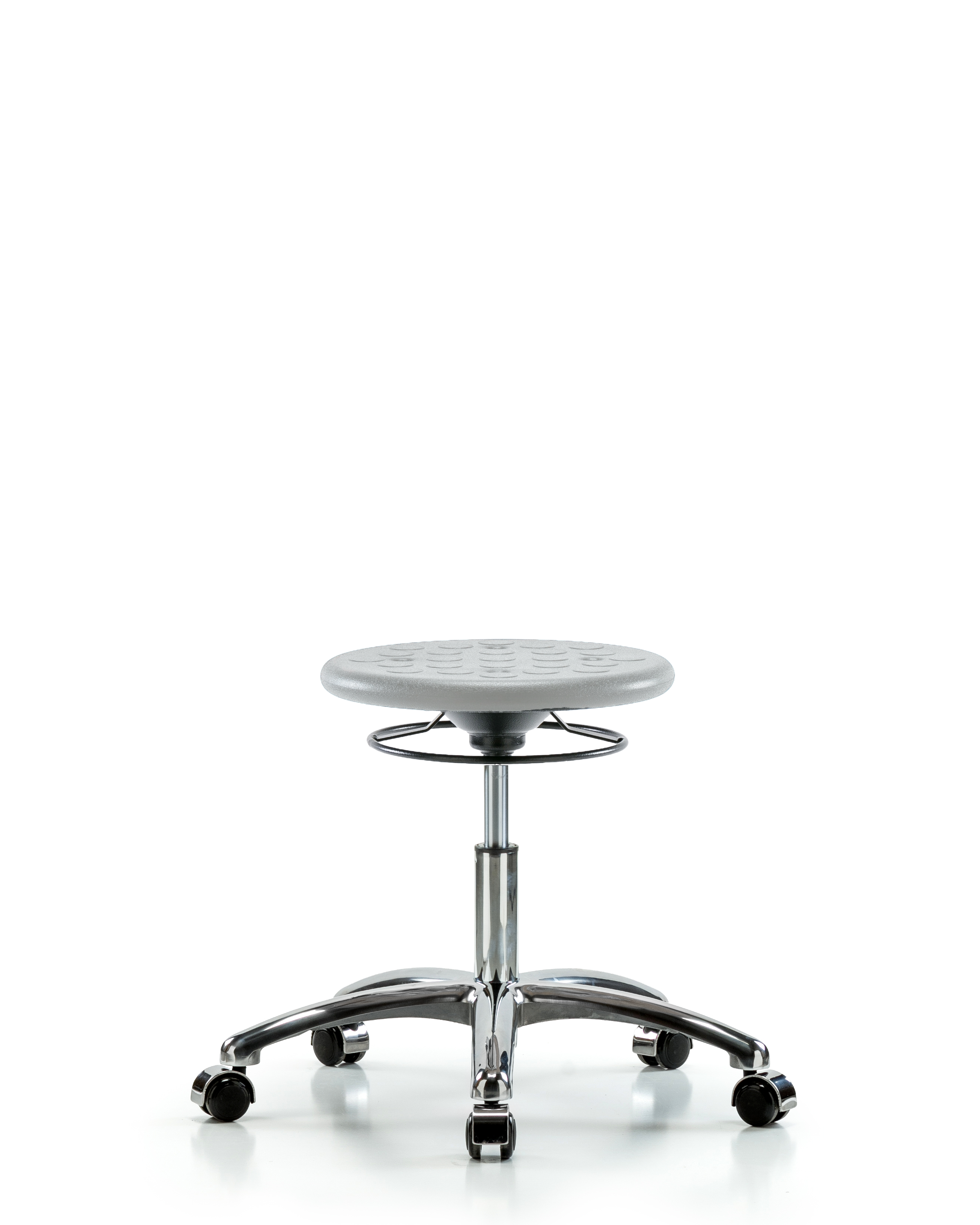 Huron Polyurethane Stool Chrome - Desk Height with Casters in Gray Polyurethane