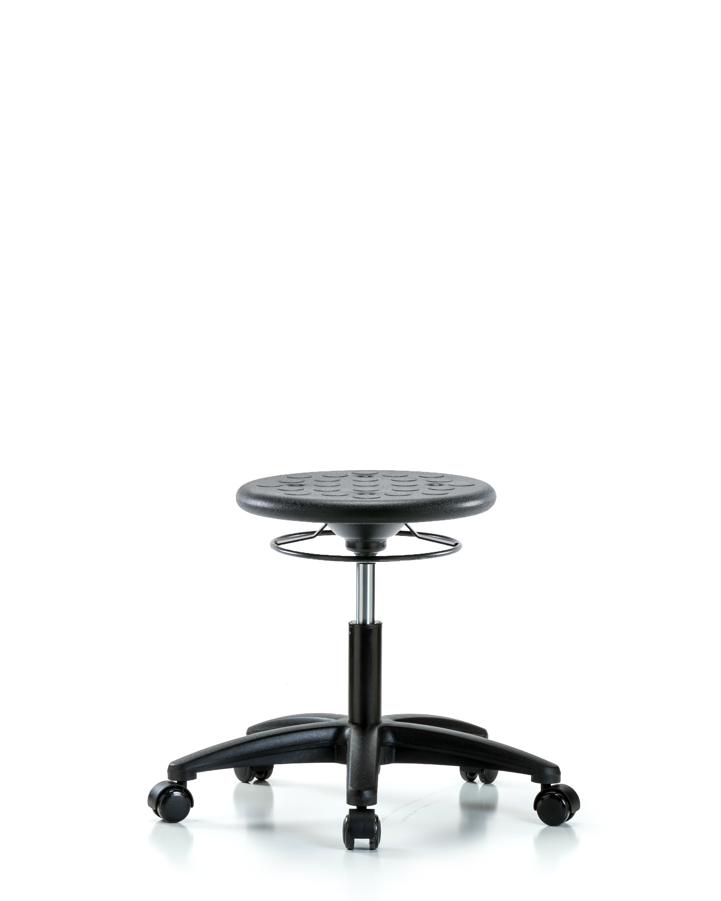Huron Polyurethane Stool - Desk Height with Casters in Black Polyurethane
