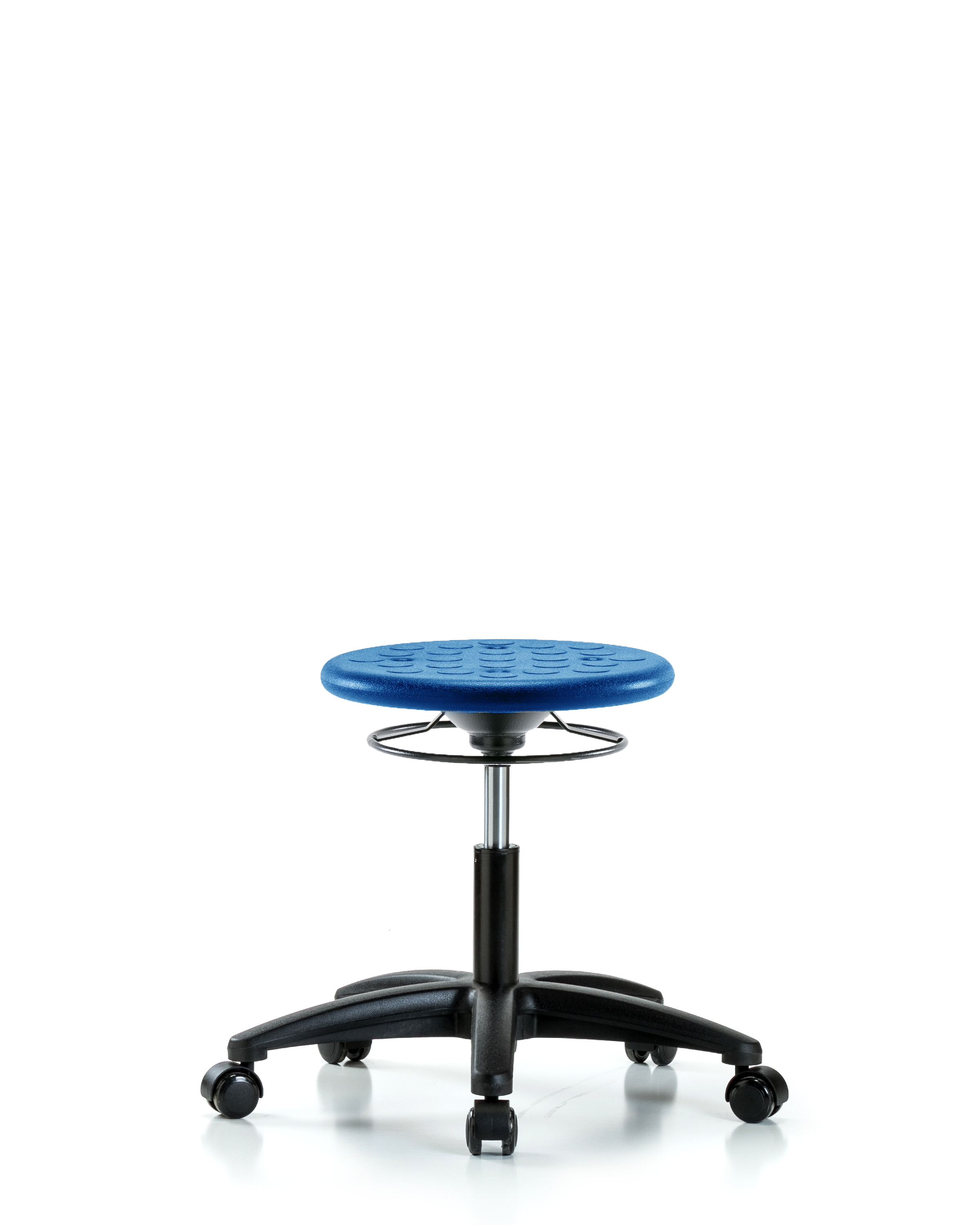 Huron Polyurethane Stool - Desk Height with Casters in Blue Polyurethane