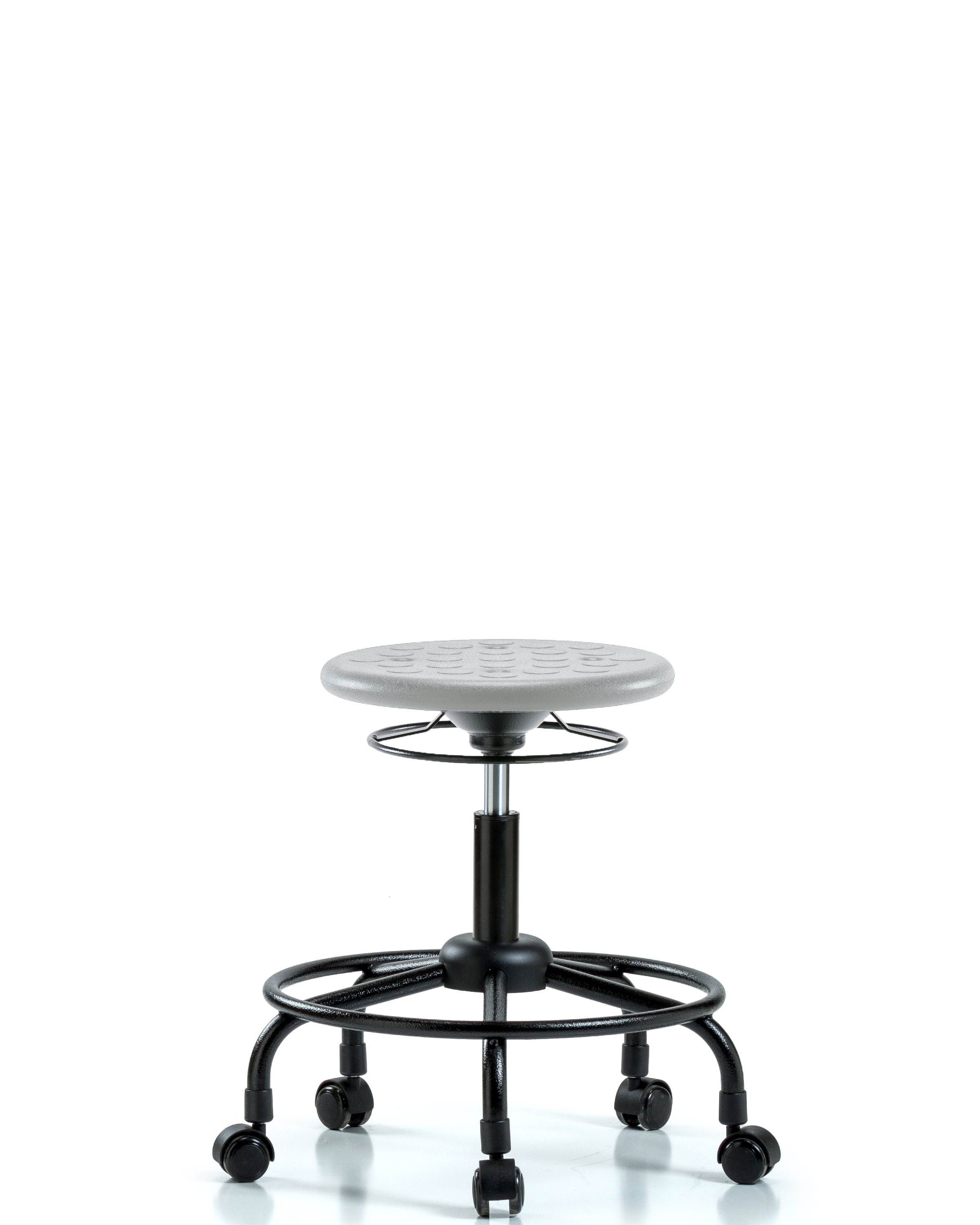 Huron Polyurethane Stool with Round Tube Base - Desk Height with Casters in Gray Polyurethane
