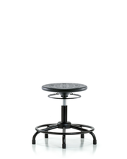 Huron Polyurethane Stool with Round Tube Base - Desk Height with Stationary Glides in Black Polyurethane
