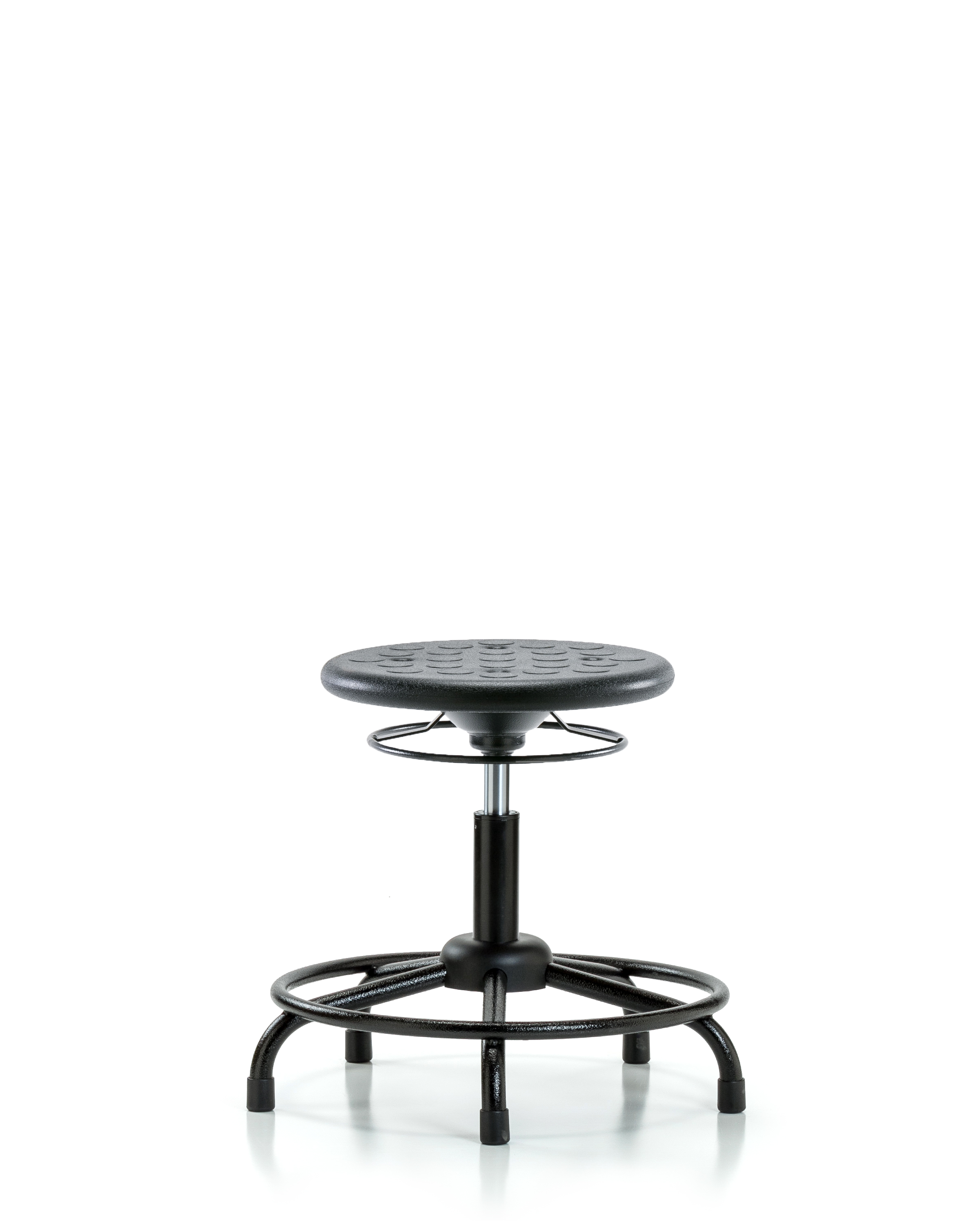 Huron Polyurethane Stool with Round Tube Base - Desk Height with Stationary Glides in Black Polyurethane