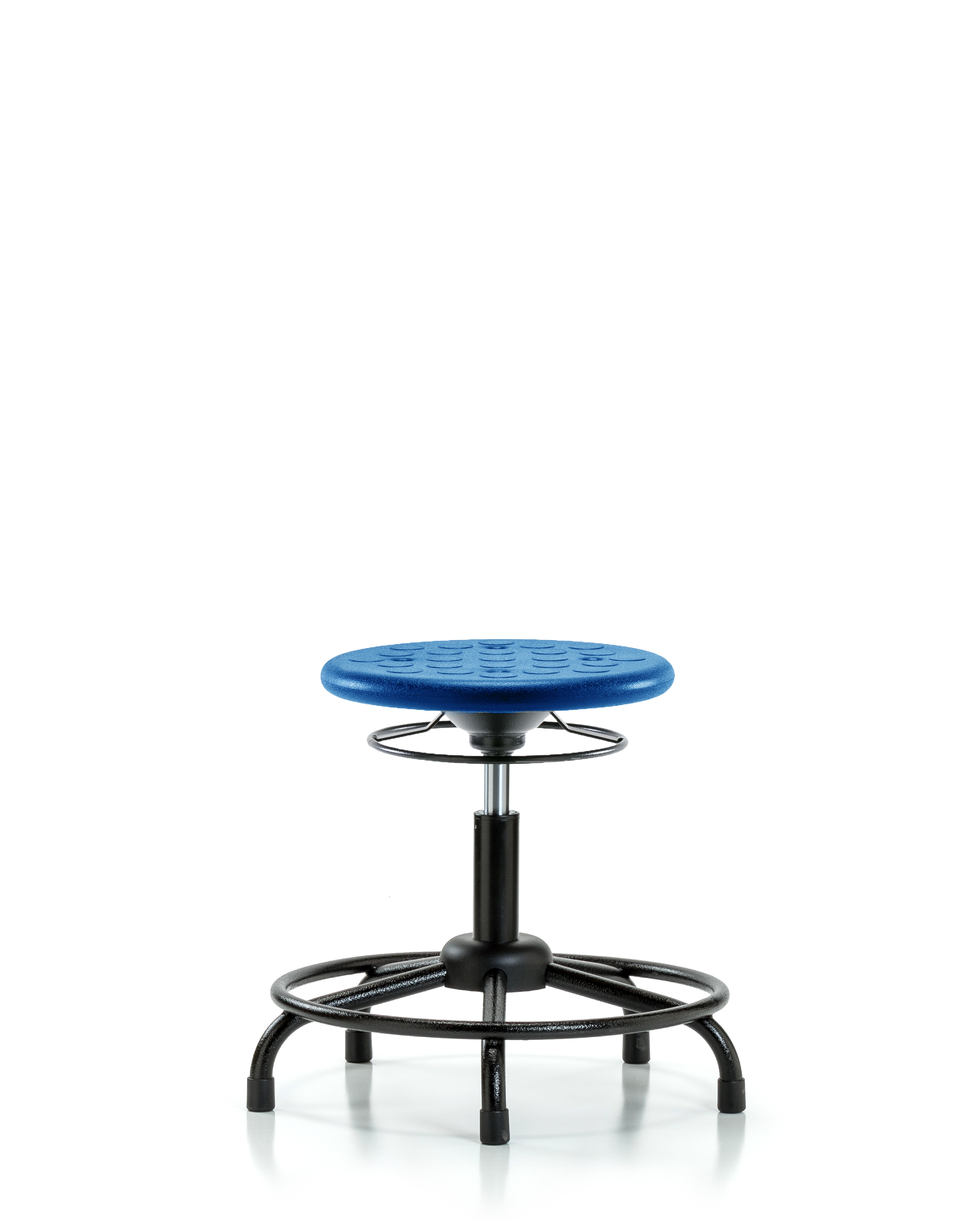 Huron Polyurethane Stool with Round Tube Base - Desk Height with Stationary Glides in Blue Polyurethane