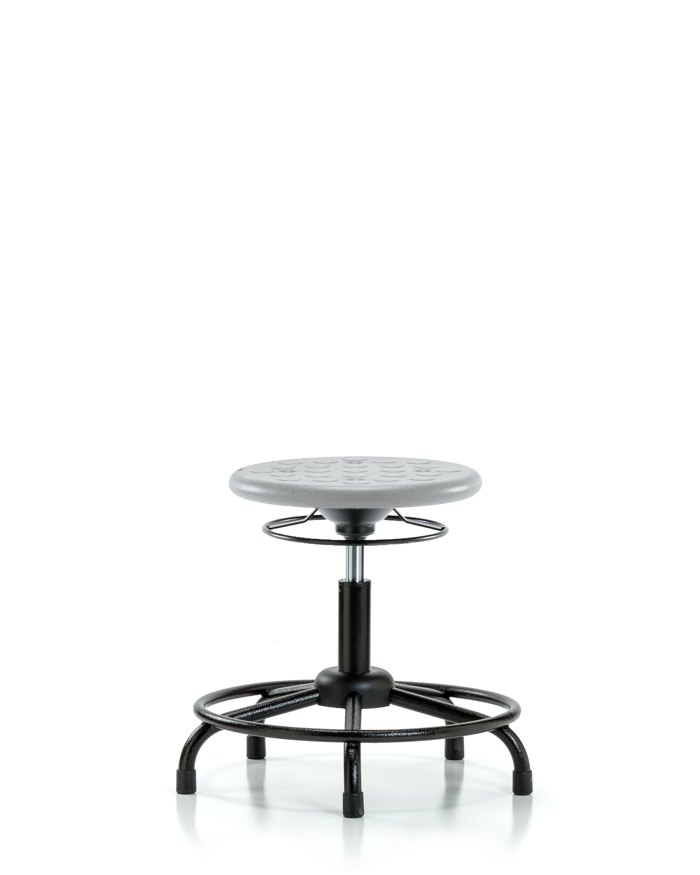 Huron Polyurethane Stool with Round Tube Base - Desk Height with Stationary Glides in Gray Polyurethane