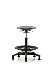 Huron Polyurethane Stool - High Bench Height with Black Foot Ring and Stationary Glides in Black Polyurethane