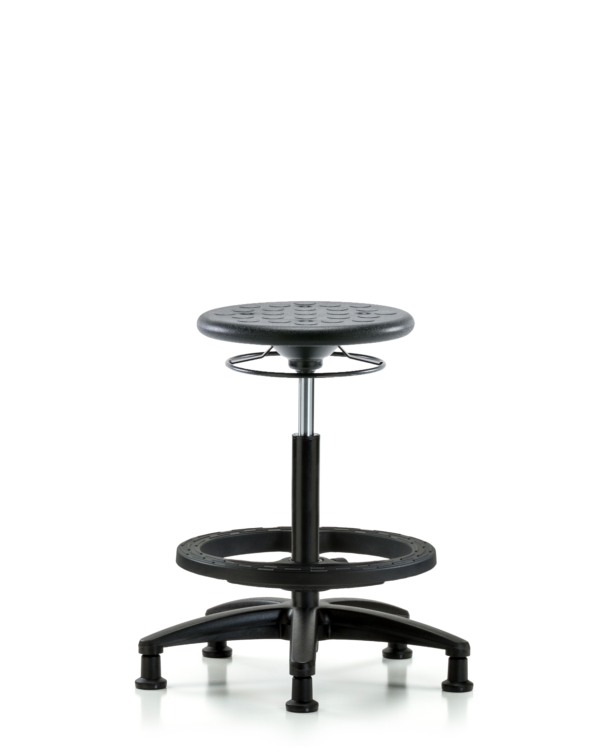 Huron Polyurethane Stool - High Bench Height with Black Foot Ring and Stationary Glides in Black Polyurethane