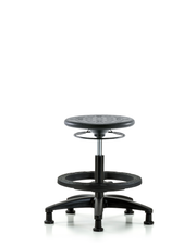 Huron Polyurethane Stool - Medium Bench Height with Black Foot Ring and Stationary Glides in Black Polyurethane