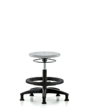 Huron Polyurethane Stool - Medium Bench Height with Black Foot Ring & Stationary Glides in Gray Polyurethane