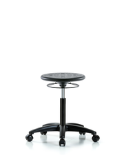 Huron Polyurethane Stool - Medium Bench Height with Casters in Black Polyurethane