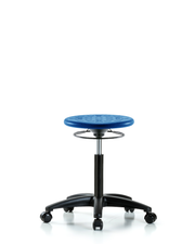 Huron Polyurethane Stool - Medium Bench Height with Casters in Blue Polyurethane