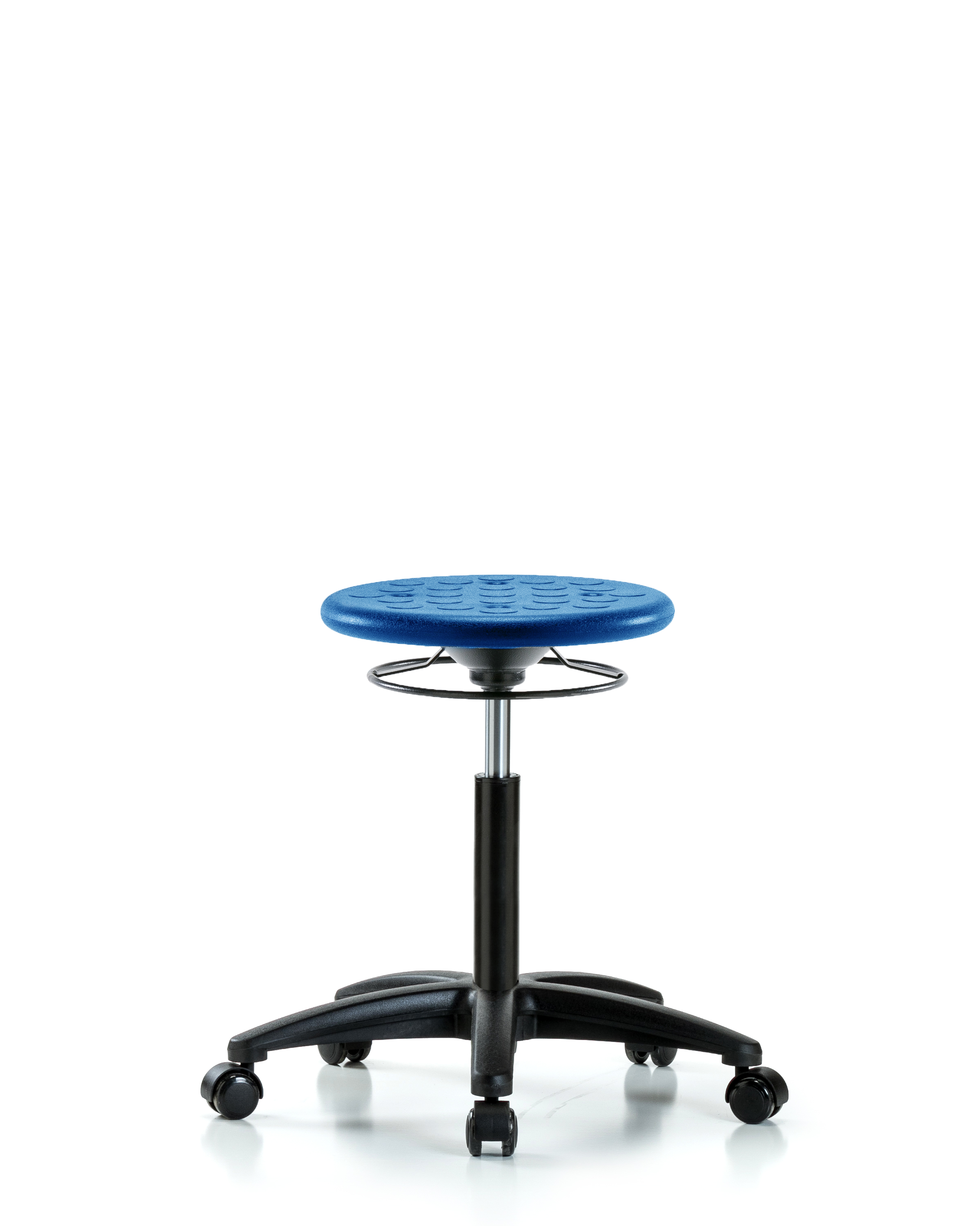 Huron Polyurethane Stool - Medium Bench Height with Casters in Blue Polyurethane