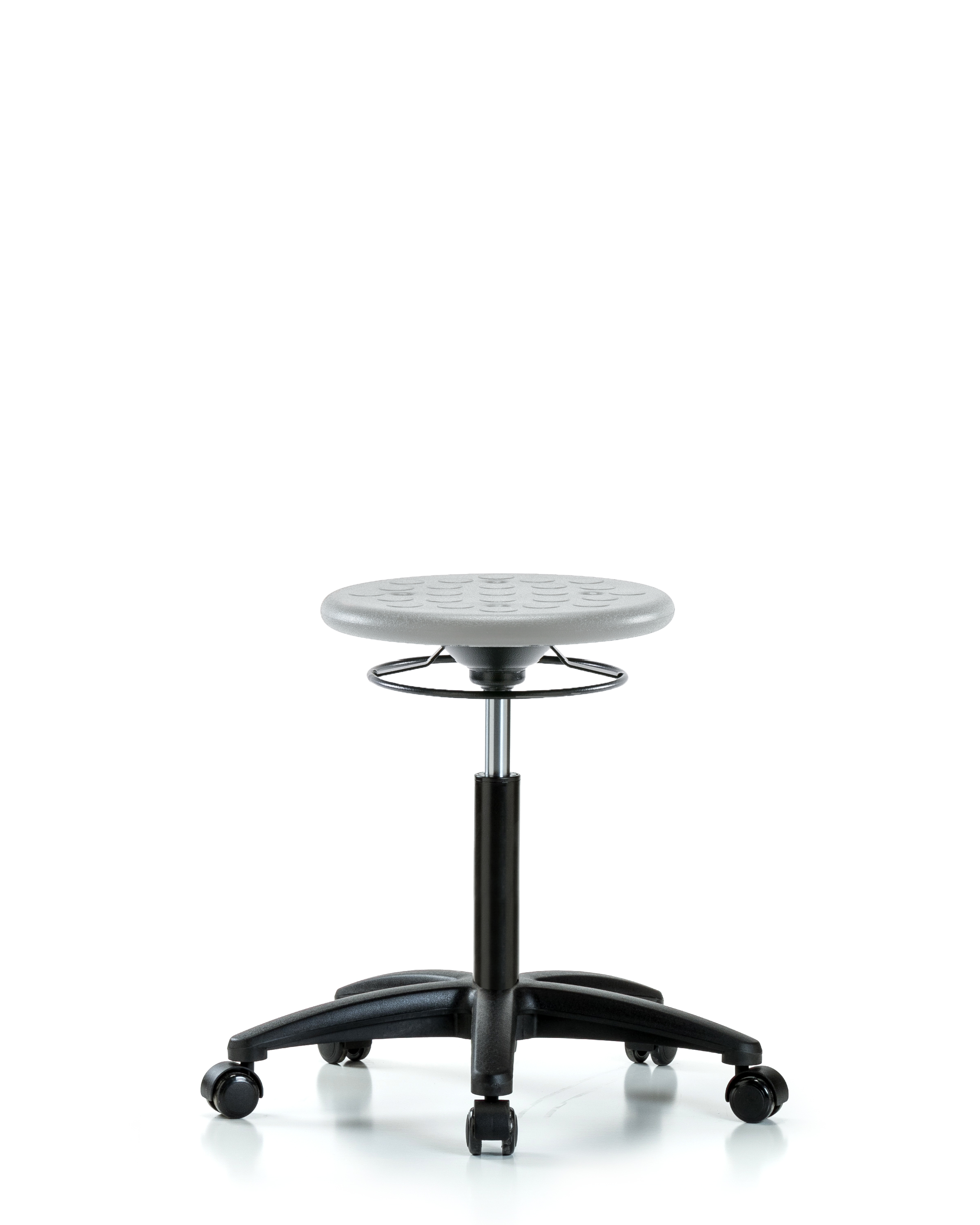 Huron Polyurethane Stool - Medium Bench Height with Casters in Gray Polyurethane