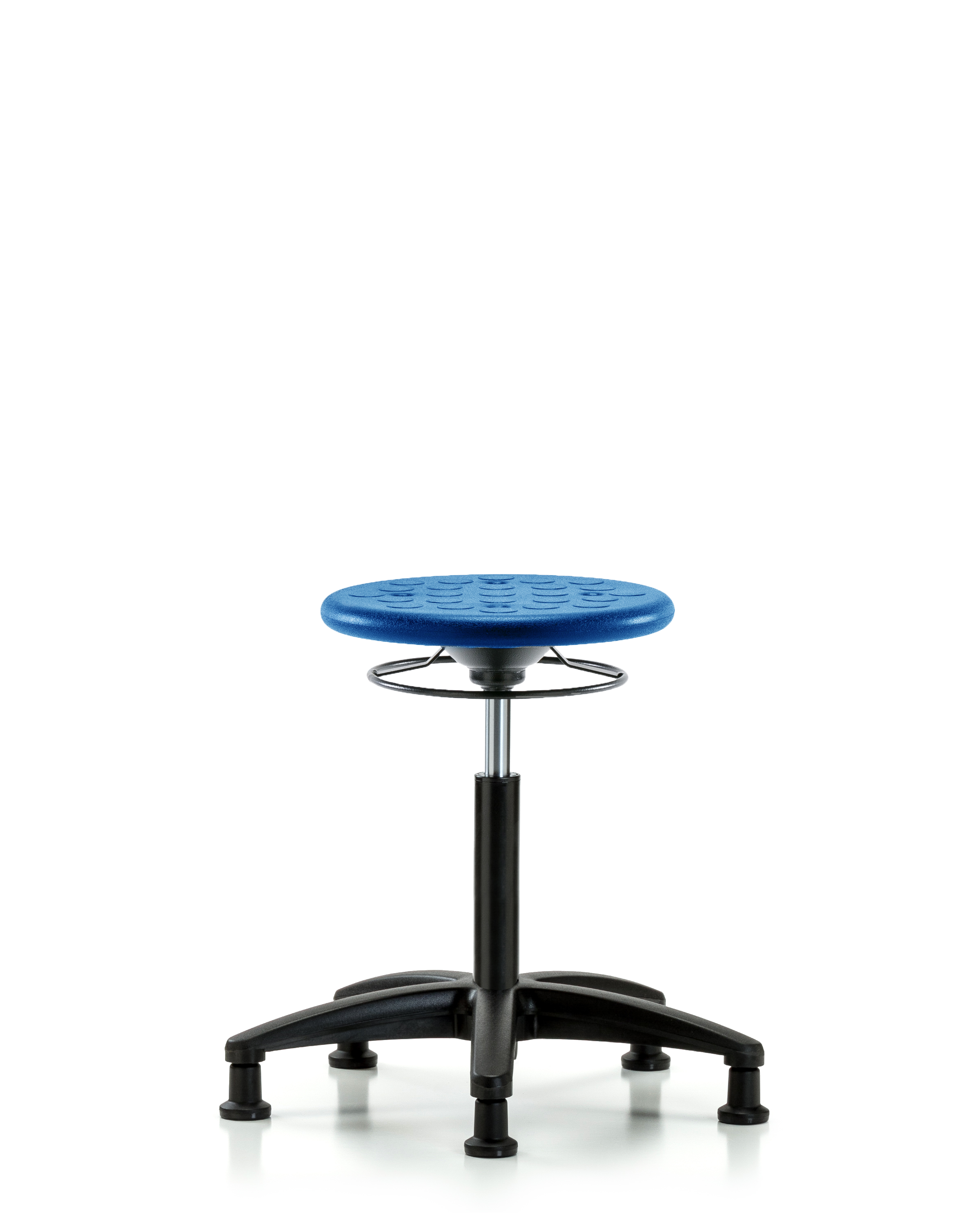 Huron Polyurethane Stool - Medium Bench Height with Stationary Glides in Blue Polyurethane