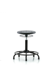 Huron Polyurethane Stool with Round Tube Base - Medium Bench Height with Stationary Glides in Black Polyurethane