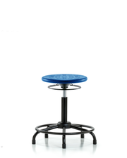 Huron Polyurethane Stool with Round Tube Base - Medium Bench Height with Stationary Glides in Blue Polyurethane