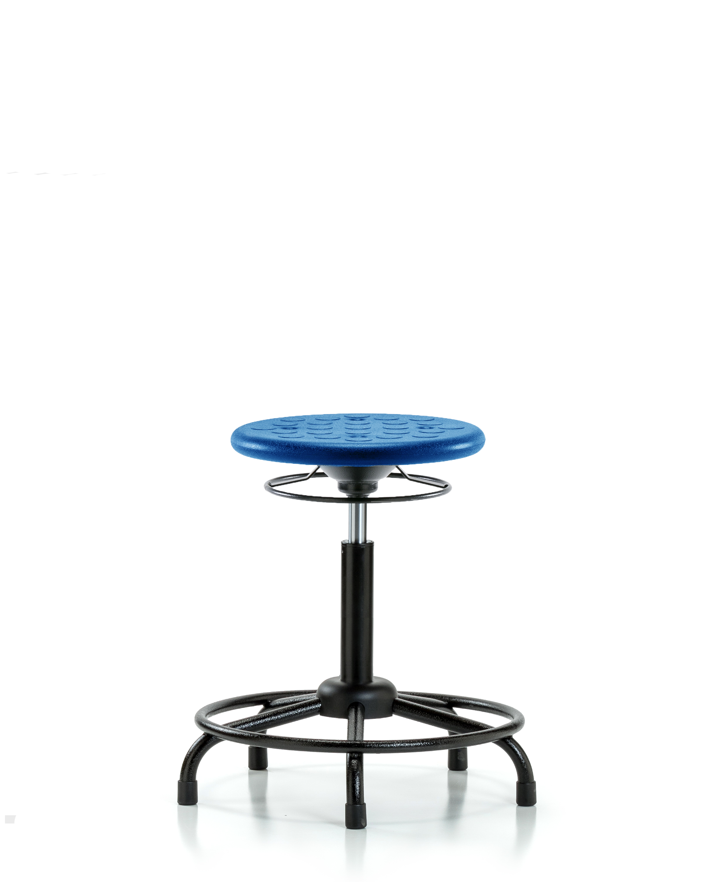 Huron Polyurethane Stool with Round Tube Base - Medium Bench Height with Stationary Glides in Blue Polyurethane