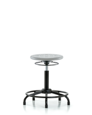 Huron Polyurethane Stool with Round Tube Base - Medium Bench Height with Stationary Glides in Gray Polyurethane