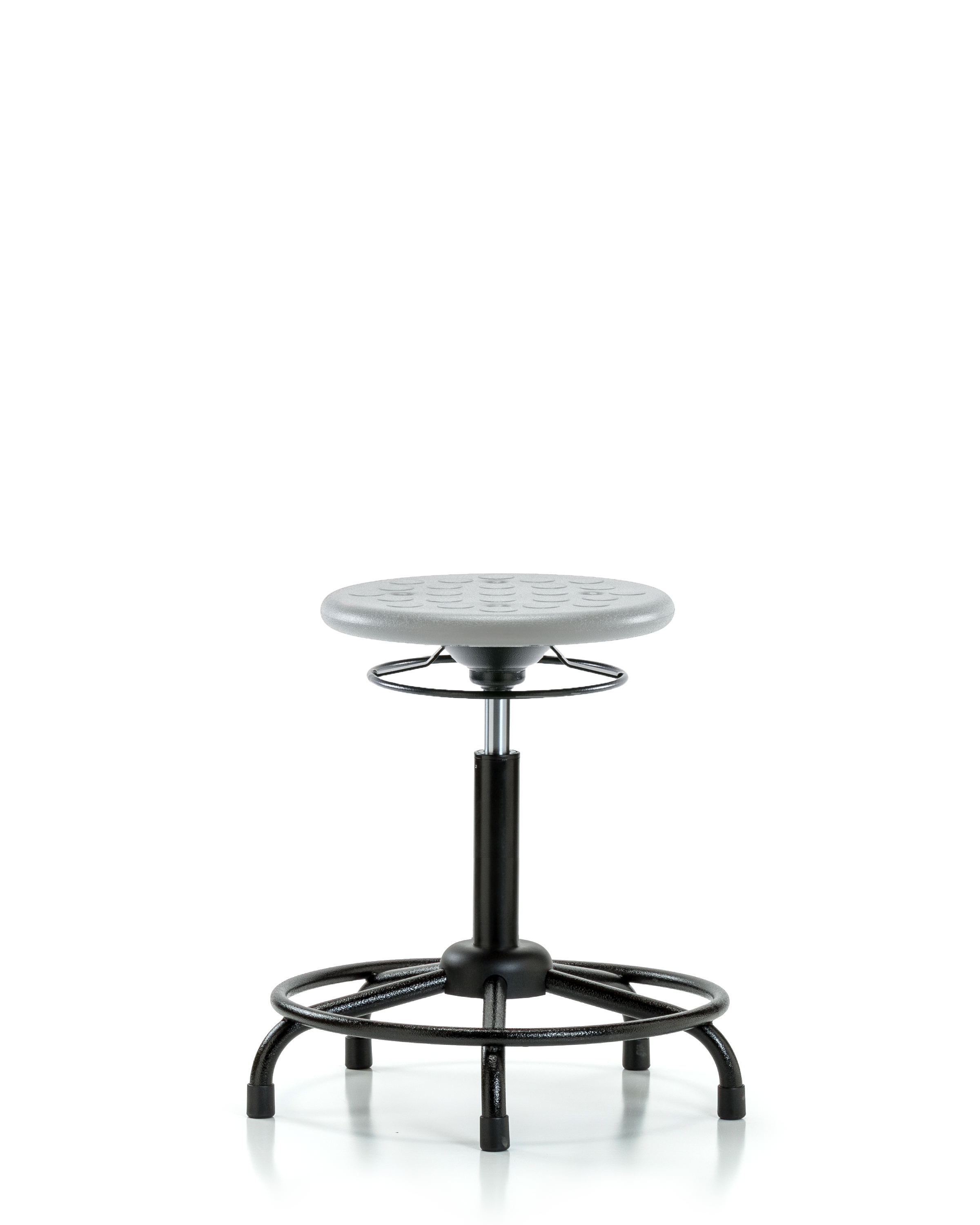 Huron Polyurethane Stool with Round Tube Base - Medium Bench Height with Stationary Glides in Gray Polyurethane