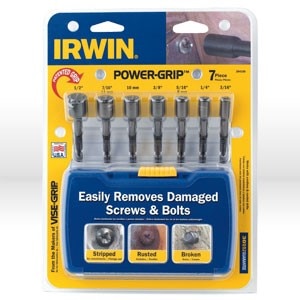 Irwin Screw and Bolt Extractor Set, Type: Power-GRIP Screw & Bolt Extractor, Size: 7 pc set