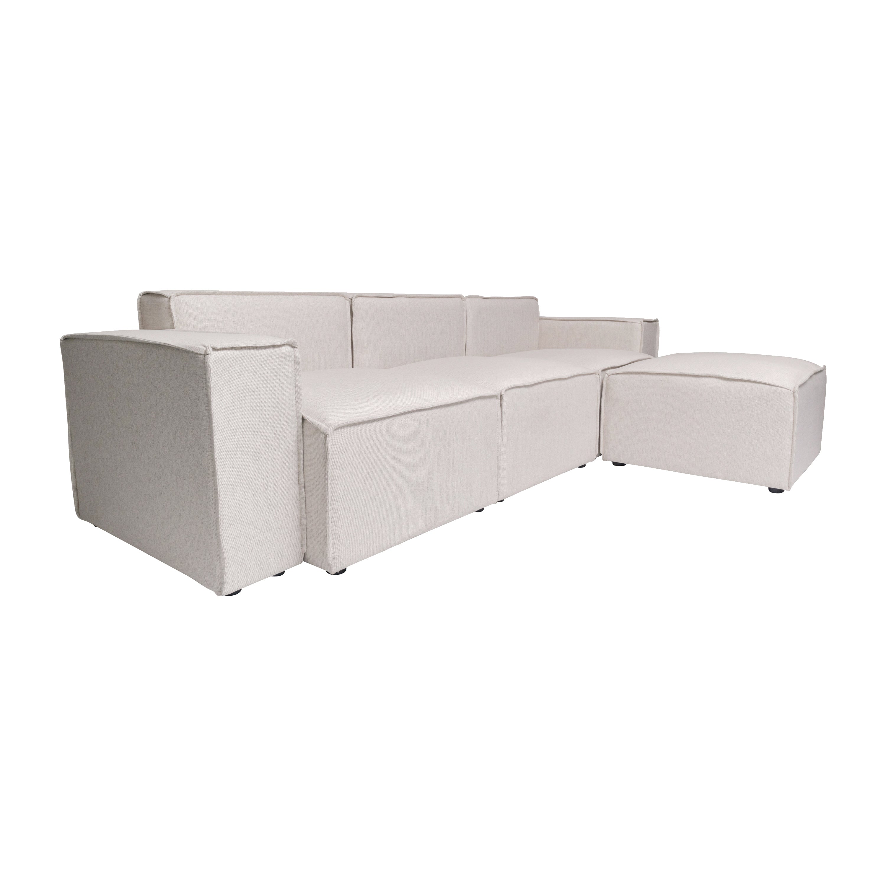Bridgetown Luxury Modular 4 Piece Sectional Sofa, Cream