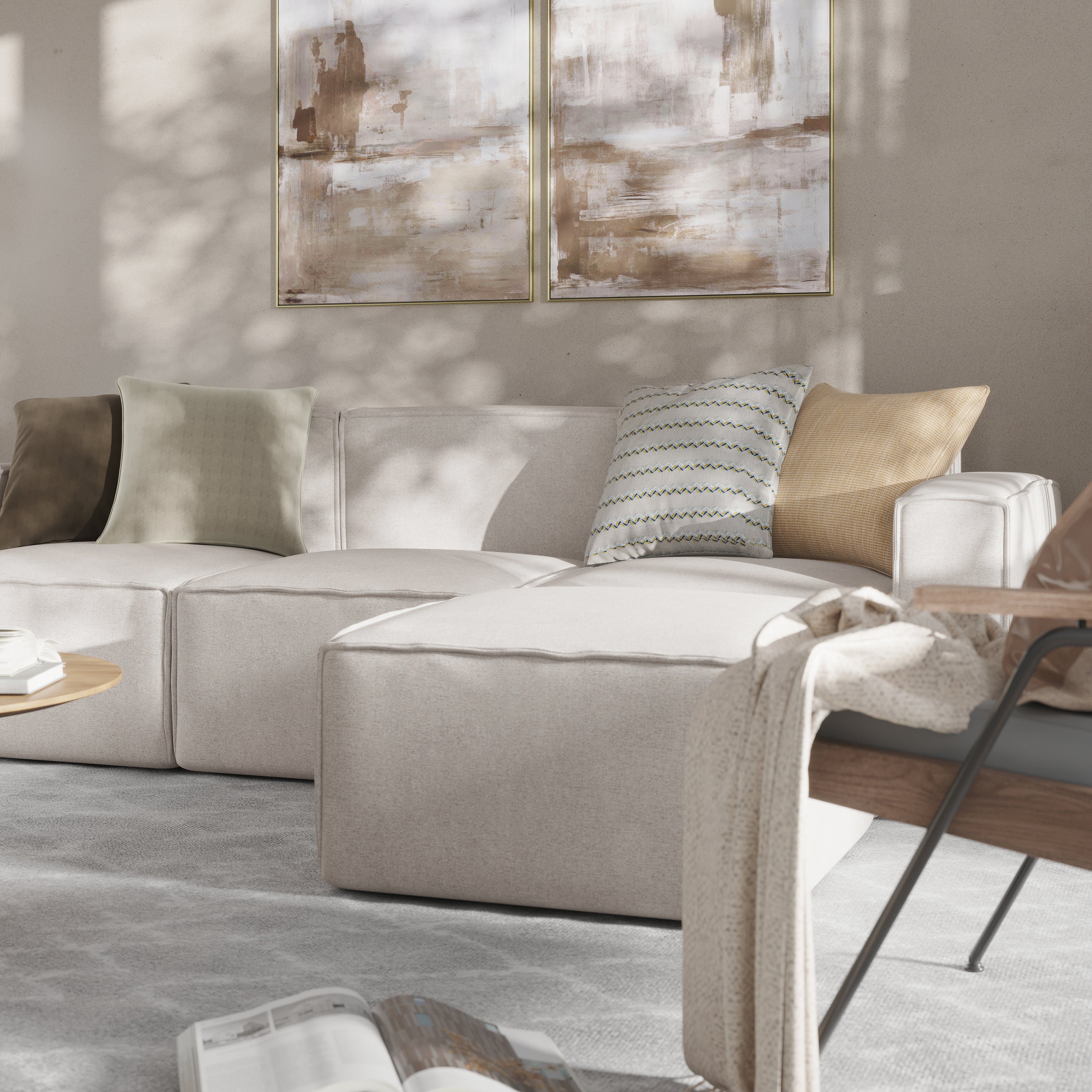 Bridgetown Luxury Modular 4 Piece Sectional Sofa, Cream