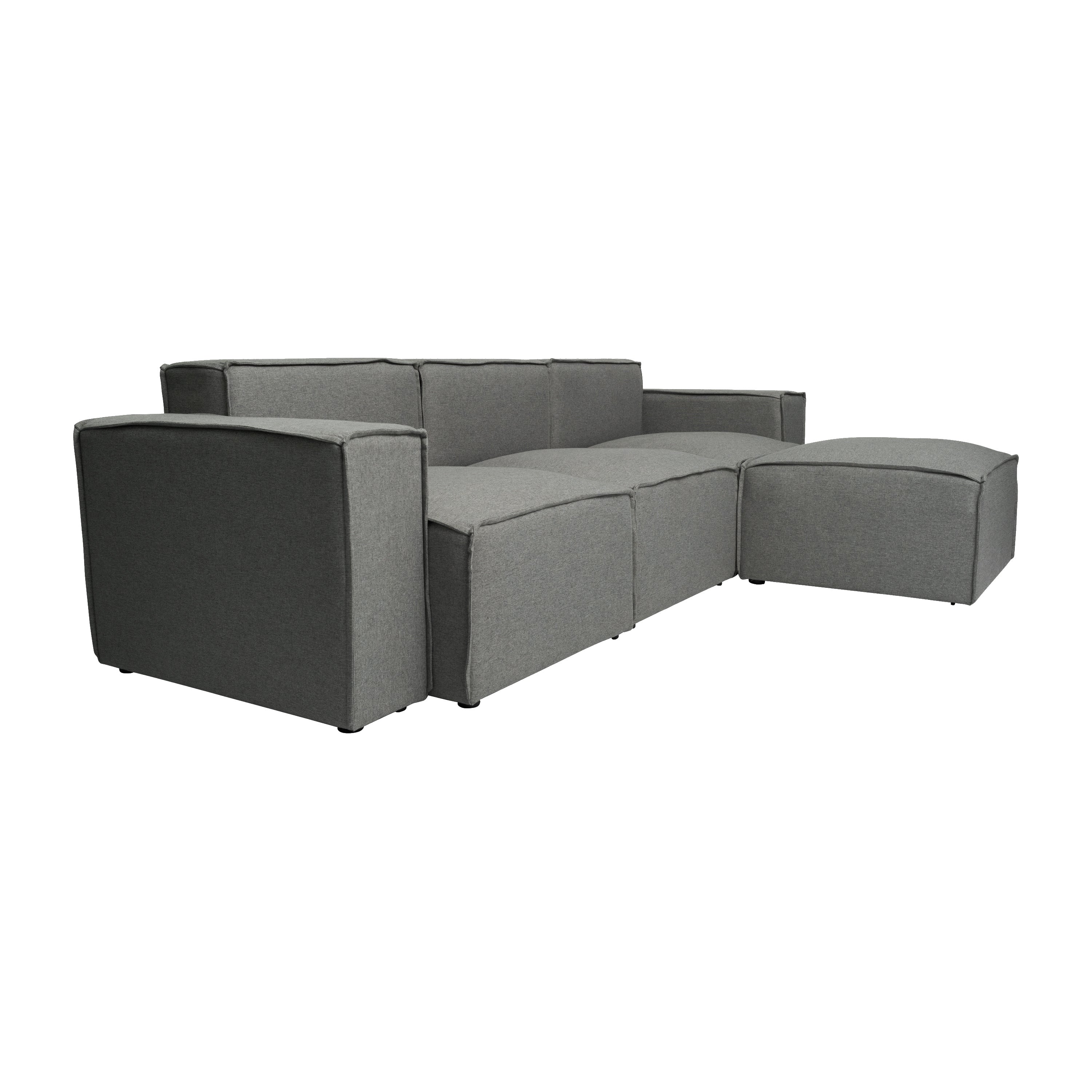 Bridgetown Luxury Modular 4 Piece Sectional Sofa, Dark Gray