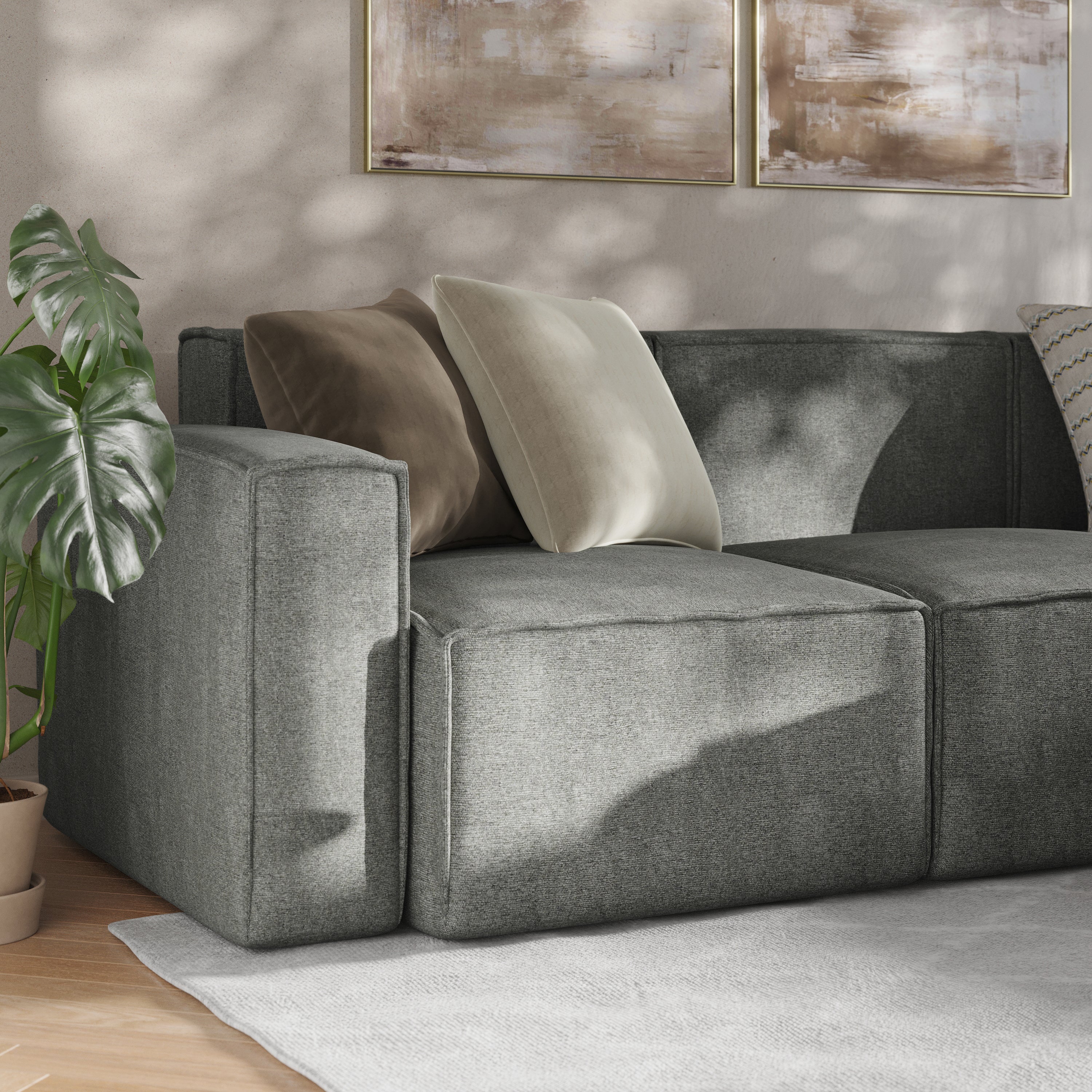 Bridgetown Luxury Modular 4 Piece Sectional Sofa, Dark Gray
