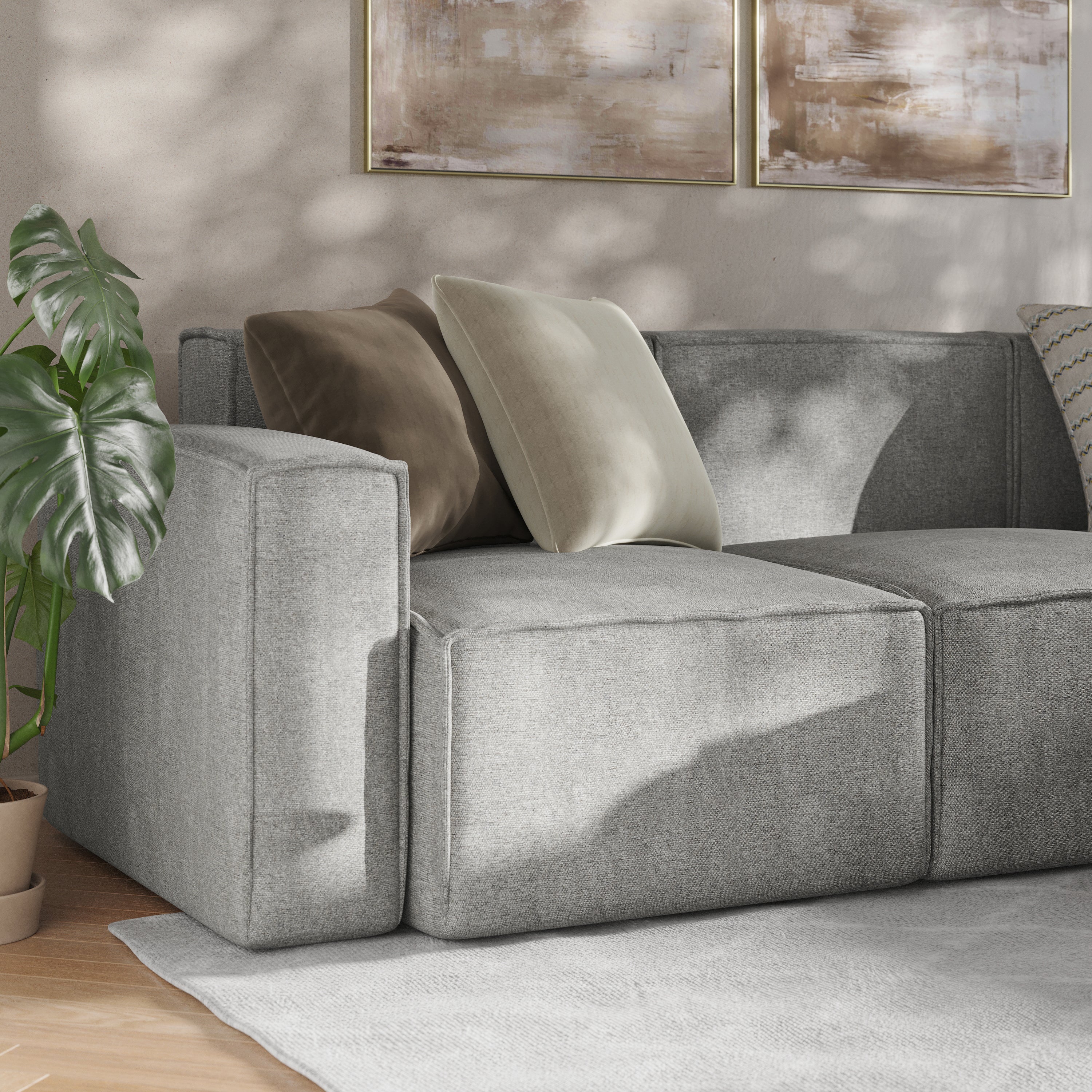 Bridgetown Luxury Modular 4 Piece Sectional Sofa, Gray