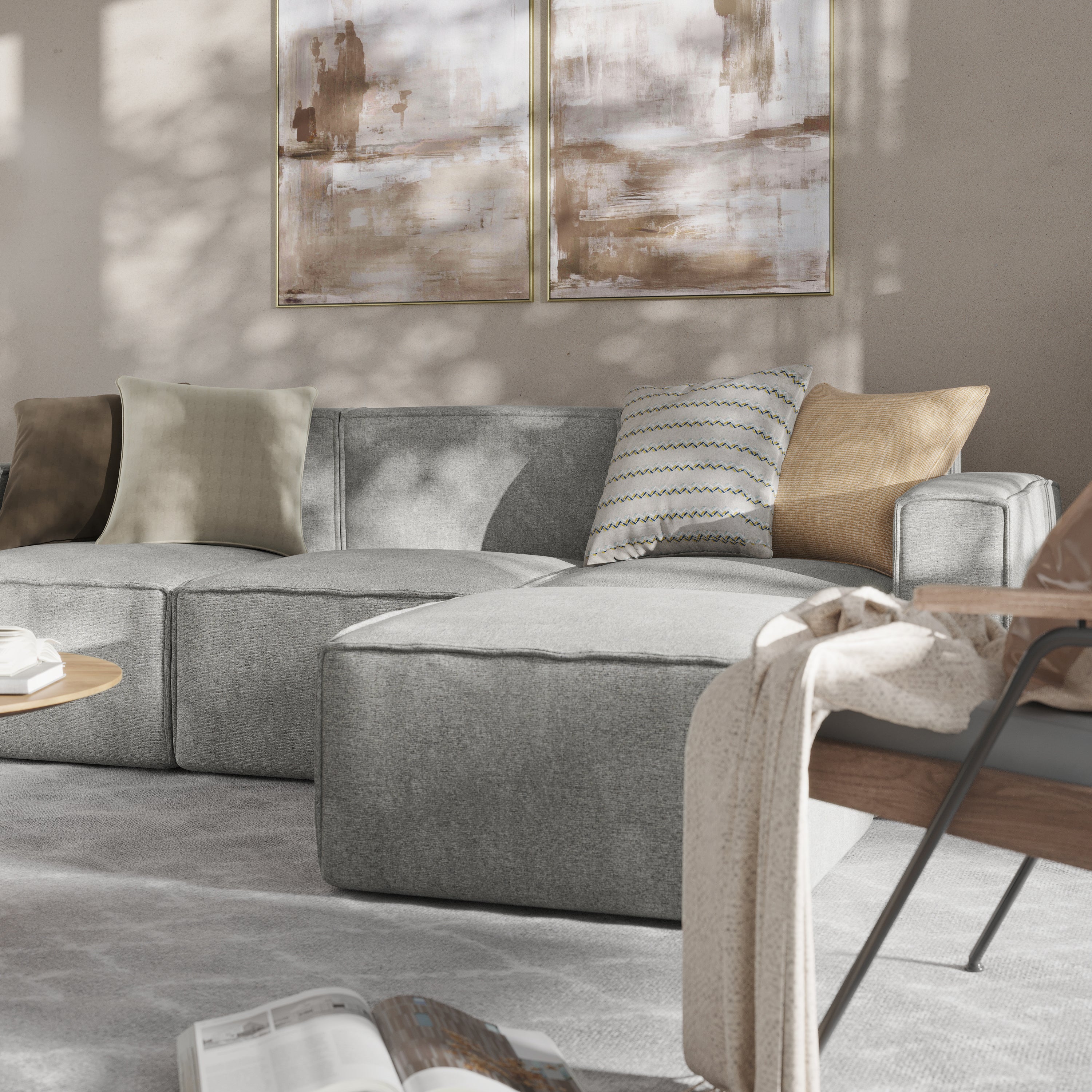 Bridgetown Luxury Modular 4 Piece Sectional Sofa, Gray